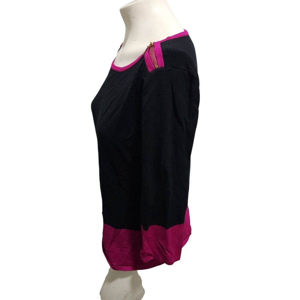 Cable & Gauge Colorblock Sweater Womens SZ Medium Zipper Detail Polished Simple - Picture 4 of 4
